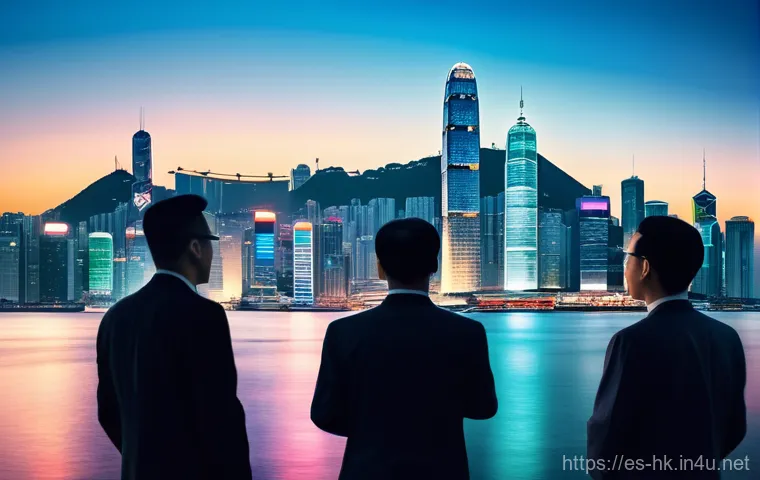 홍콩 금융 중심지로서의 위기 - Hong Kong's Evolving Financial Horizon**
A vibrant, panoramic view of the Hong Kong skyline at dawn,...