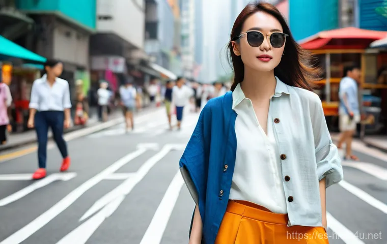 홍콩 기후별 여행 준비물 - Prompt 1: Hong Kong Humidity Style - Urban Explorer in Breathable Layers**
